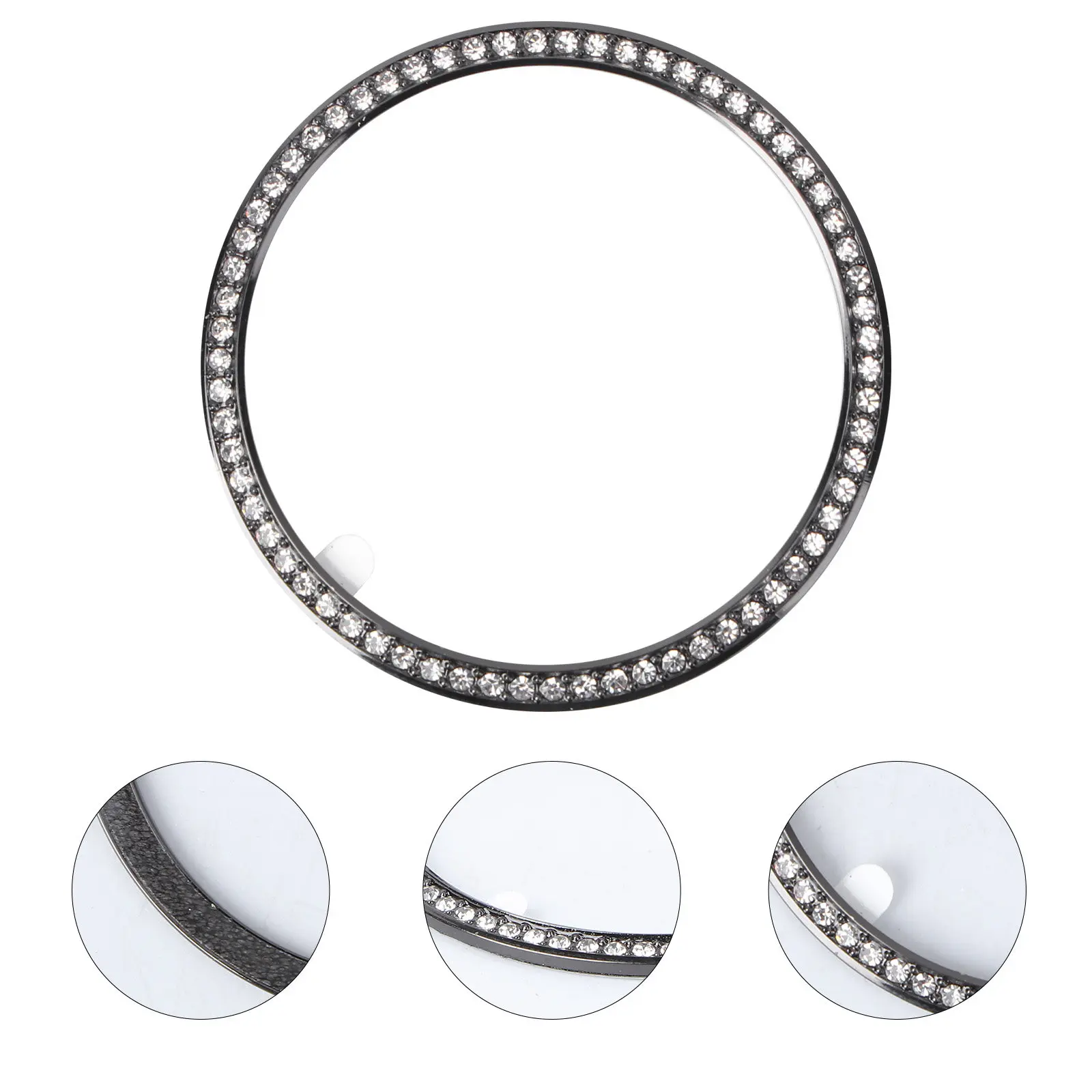 

Premium Diamond-Mounted Bezel Ring Compatible with Galaxy Watch 42Mm Black Alloy Protective Ring Stylish Fashion Upgrade