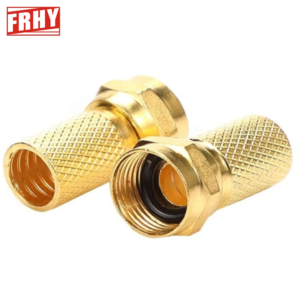 10PCS 75 Ohm F-Type Screw-On Connectors for RG60 Coaxial Cable Gold-Plated Satellite TV Antenna Adapters (Imperial 5mm Diameter)