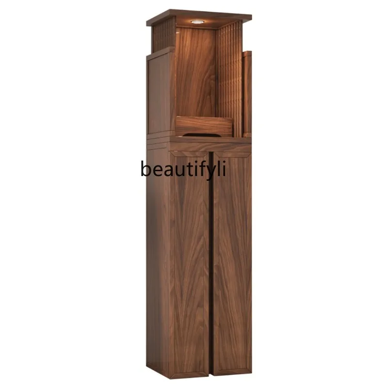 

New Chinese Style Solid Wood Clothes Closet with Door Altar Household Modern Light Luxury Simple God of Wealth Cabinet