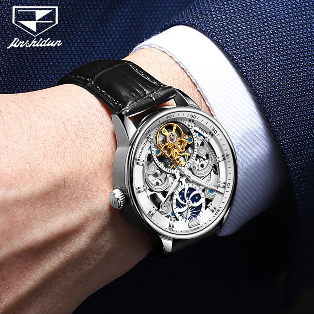 JSDUN 8922 Hollow Skeleton Mechanical Wristwatch Top Brand Waterproof Luminous Watch For Men Original Business Automatic Watches