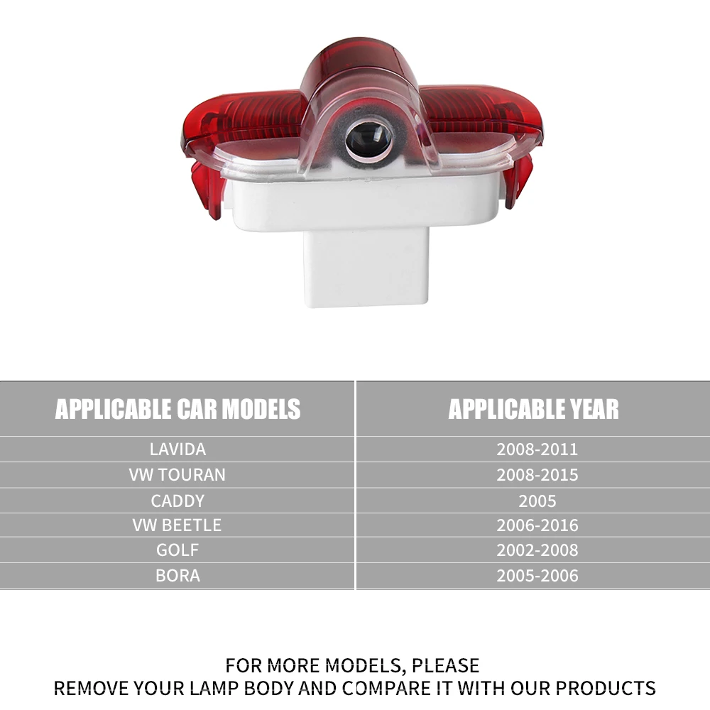 2 sztuki Bezprzewodowa lampa grzecznościowa Projektor drzwi samochodowych LED Światła powitalne do Volkswagena VW Golf Beetle Lavida Touran Caddy