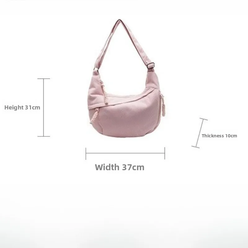 Corduroy Large Capacity Canvas Tote Bags, Fashion and Versatile Casual Single Shoulder Handbag, College Style Commuting Unisex