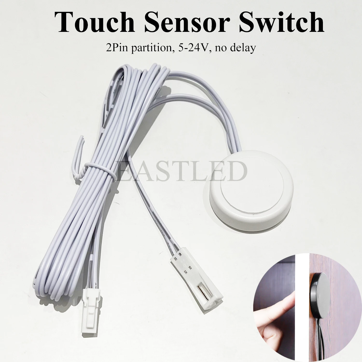 

2Pin Partition Touch Sensor Switch Dimmer with JST Port Hand Wave Detector for Kitchen Cabinet Wardrobe 5V/12V/24V max 3A