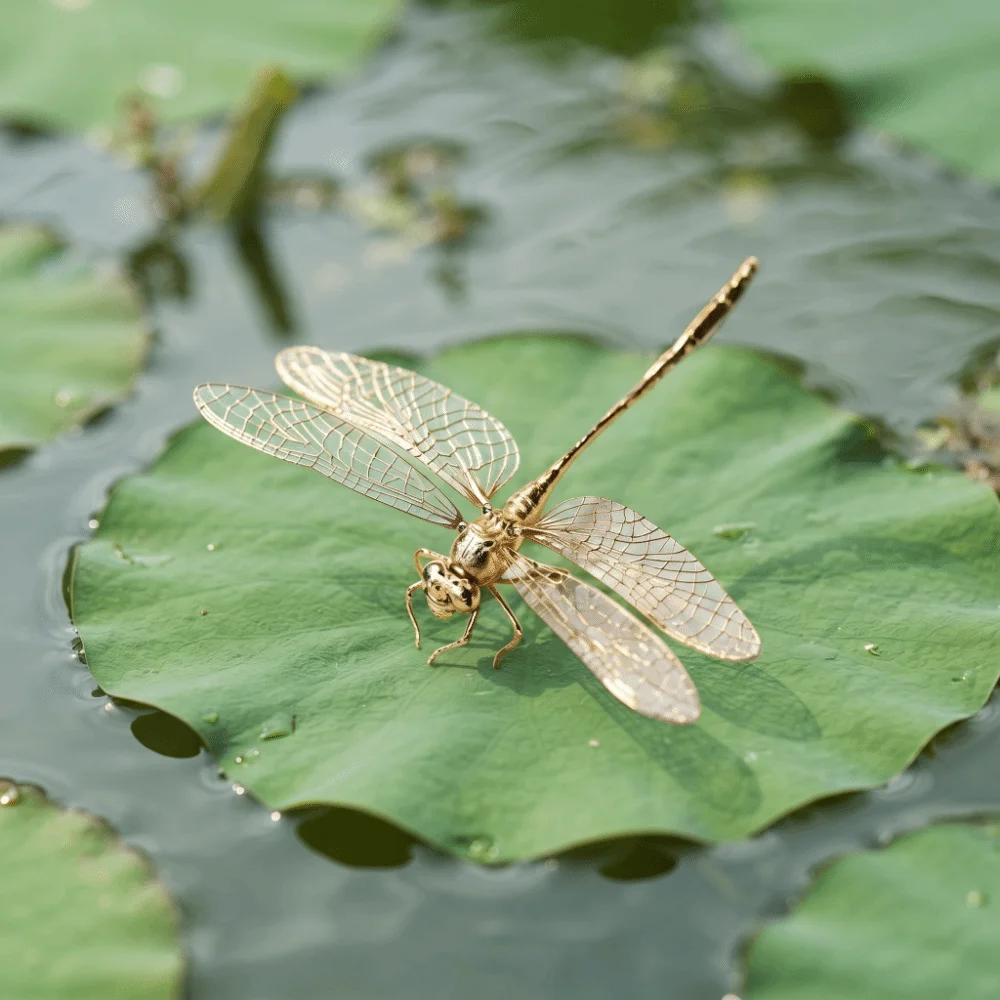 Craft Simulation Insect Dragonfly Ornament Handmade Antique-Style Dragonfly Figure Alloy Miniature Dragonfly Tea Pet Room Decor