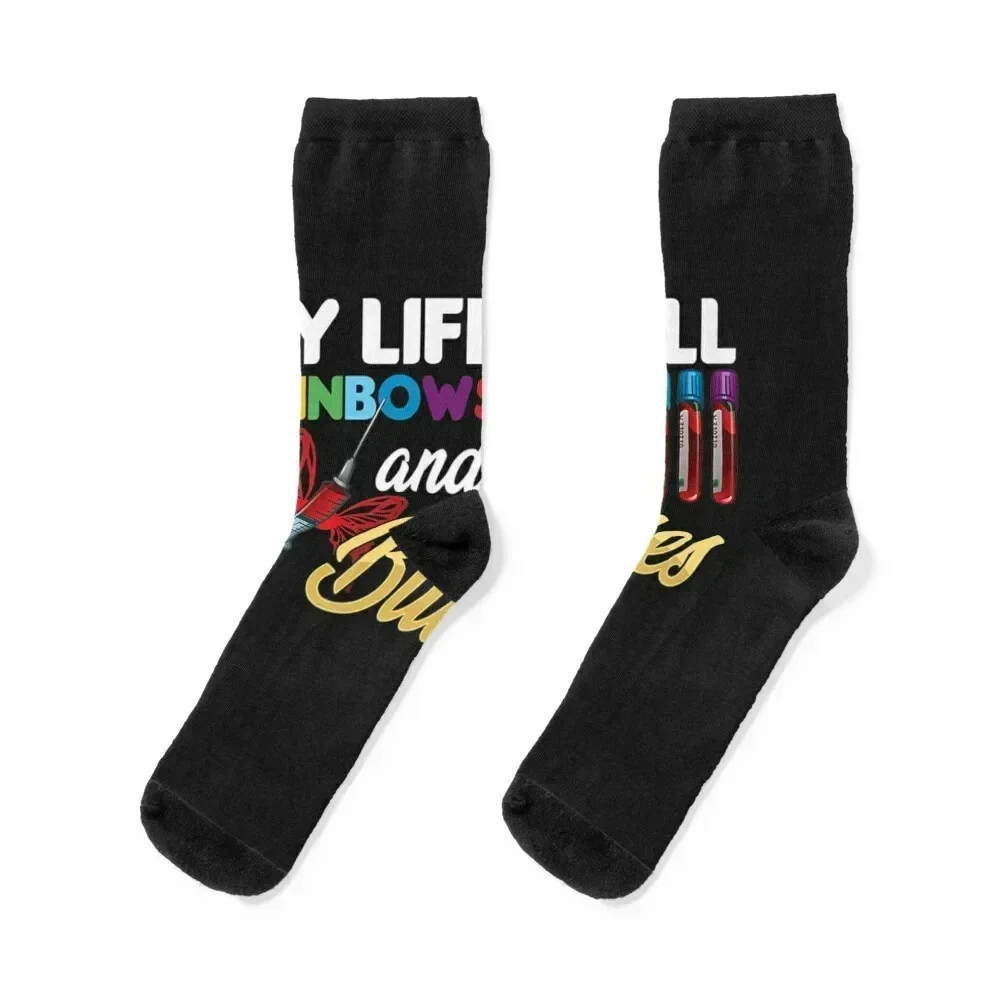 Reaction Glass Butterfly Rainbow Phlebotomy Laboratory Premium TShirt37 Socks Running Christmas set Socks Man Women's