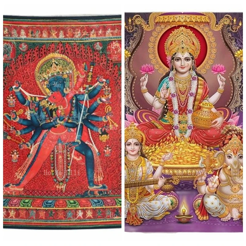 Indian Chakrasamvara Vajravarahi Lakshmi The Hindu Goddess Of Wealth And Wellbeing Vintage Art Wall Hanging Tapestry Decoration