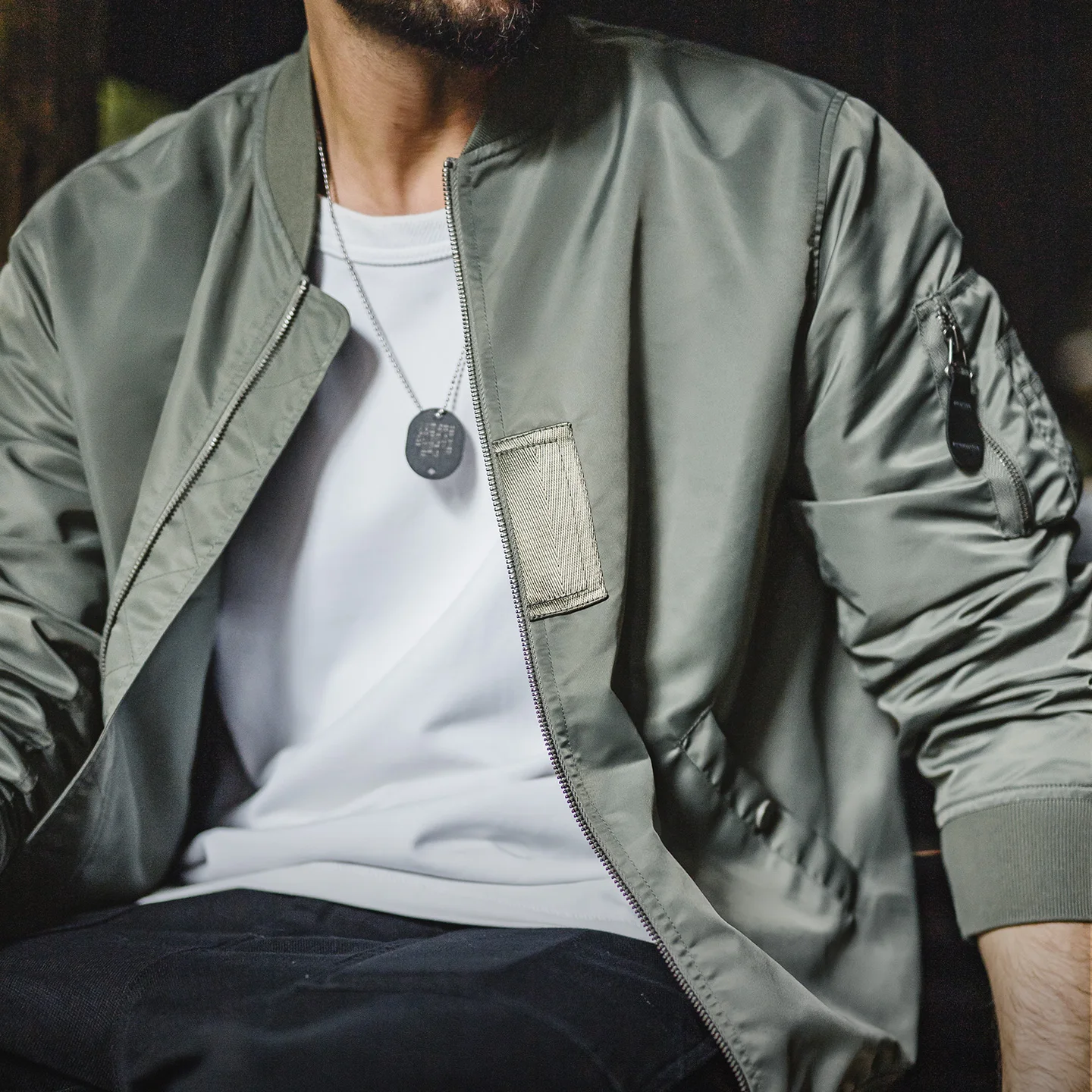 Maden Men's MA-1 Bomber Jacket Water Resistant Flight Jacket Short Length Workwear Windbreaker Casual Jacket Outerwear Fall