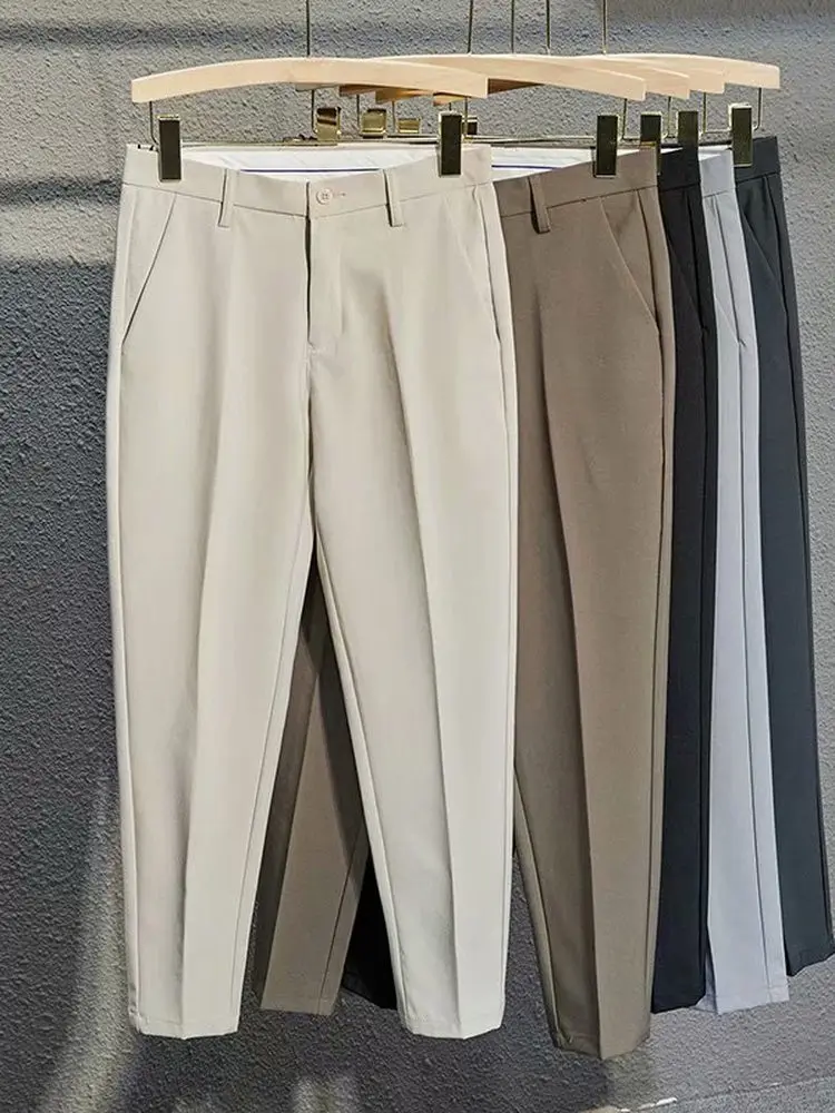 

Мужские брюки Business Casual с флисовой подкладкой, свободного кроя, прямые, зауженные, осенняя мода, однотонные