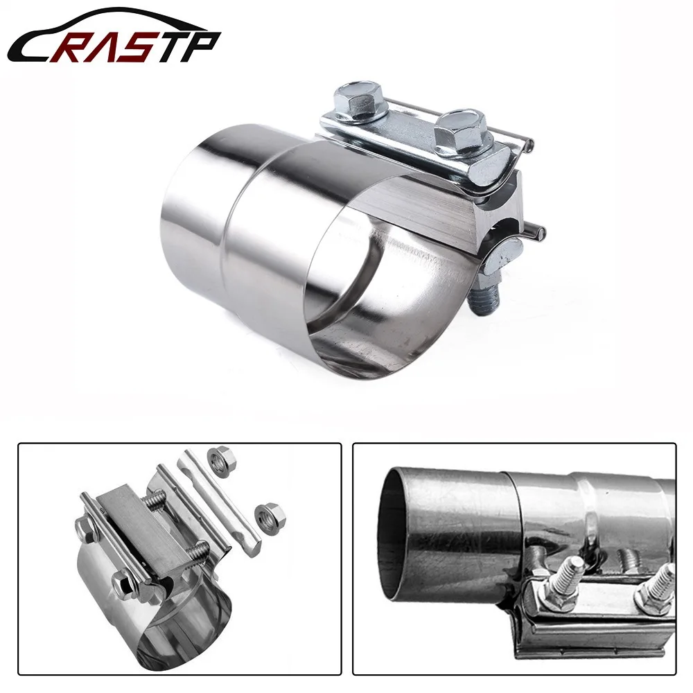 RASTP Universal Lap Joint Exhaust Band Clamp 304 Stainless Steel Exhaust Sleeve Coupler Pipe Connector For Car Exhaust Muffler