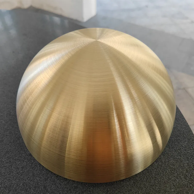 304 Stainless Steel Titanium Gold Metal Hollow Wire Drawing Decoration Brushed Hemisphere 1.0mm Thickness 5.1cm-30cm Size