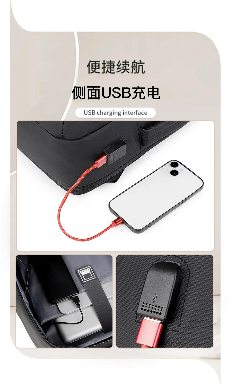 حقيبة ظهر للأعمال ذات سعة كبيرة، حقيبة ظهر فاخرة للسفر للرجال توسع حقيبة الظهر للكمبيوتر المحمول #3