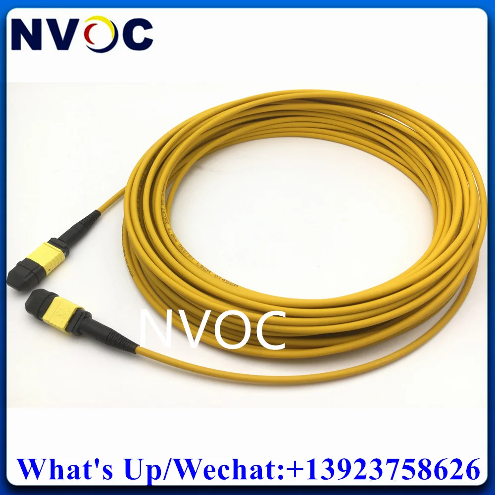 10Mts MPO/M-MPO Male-24C-3.0-SM-10M-LSZH-Yellow-A/B/C Type 24Fiber G657A 3.0mm Mini Round Elite Optic Trunk Cable Patch Cord