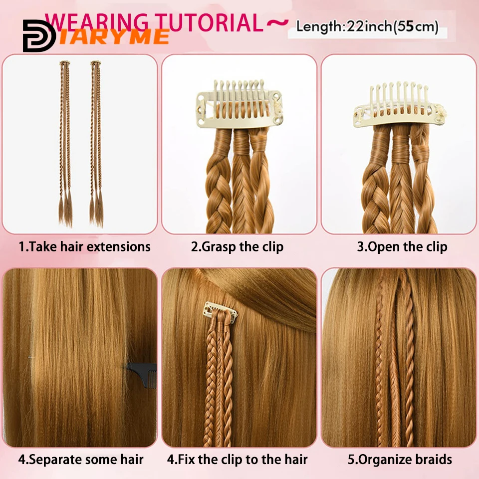 Trenzas de peluca sintética con Clip, trenza de boxeo, rastas, Clip en extensión de cabello, trenzas sucias, trenza Boxer, postizos resistentes al