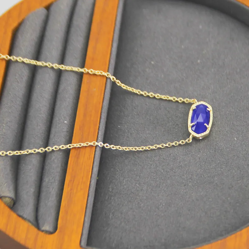KS الأوروبية والأمريكية الجديدة الرجعية أنيقة عصرية بسيطة متعددة الاستخدامات رائعة متعددة الأوجه الأزرق أوبال البيضاوي المرأة قلادة