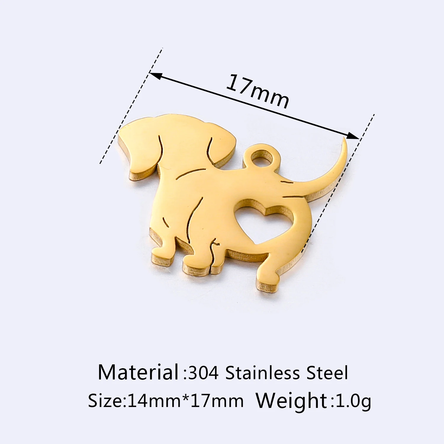 5Pcs/Lot Cute Animal Love Shape Pet Dog Pendant King Charles Spaniel Charms Metal Stainless Steel DIY Jewelry Making Accessaries