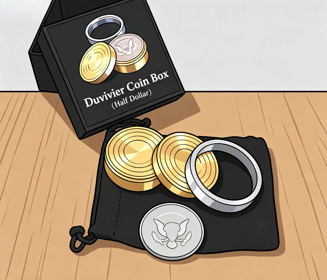 Duvivier Coin Box Half Dollar Magic Tricks Coin Appearance Vanish Three in One Coin Magic Illusion Gimmick Close Up Magician