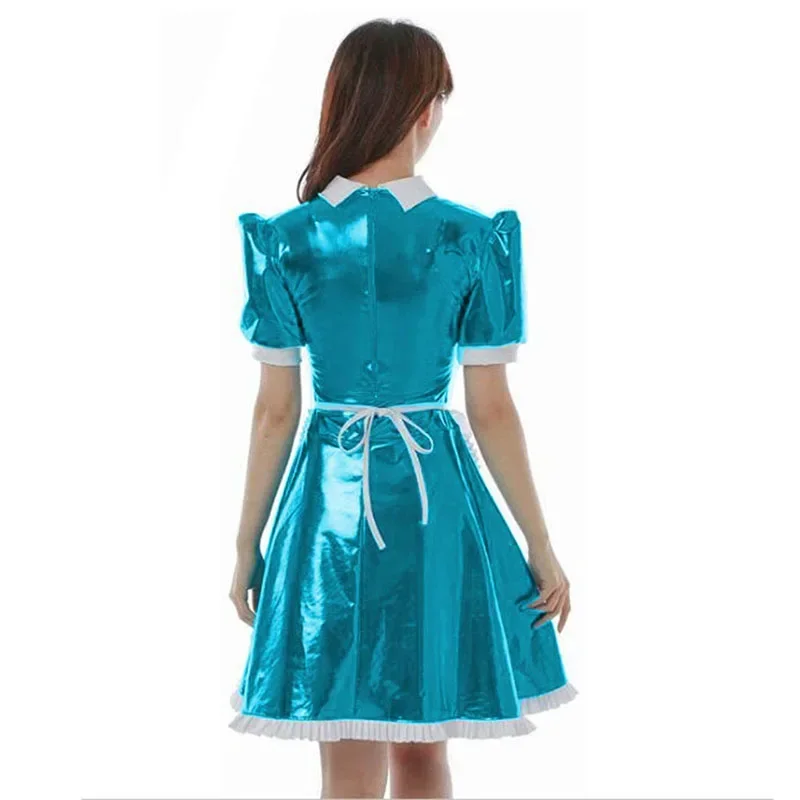 17 colors Glitter sweet women maid cosplay dress sexy Halloween Princess Costume Fancy Lolita short sleeve dress with apron