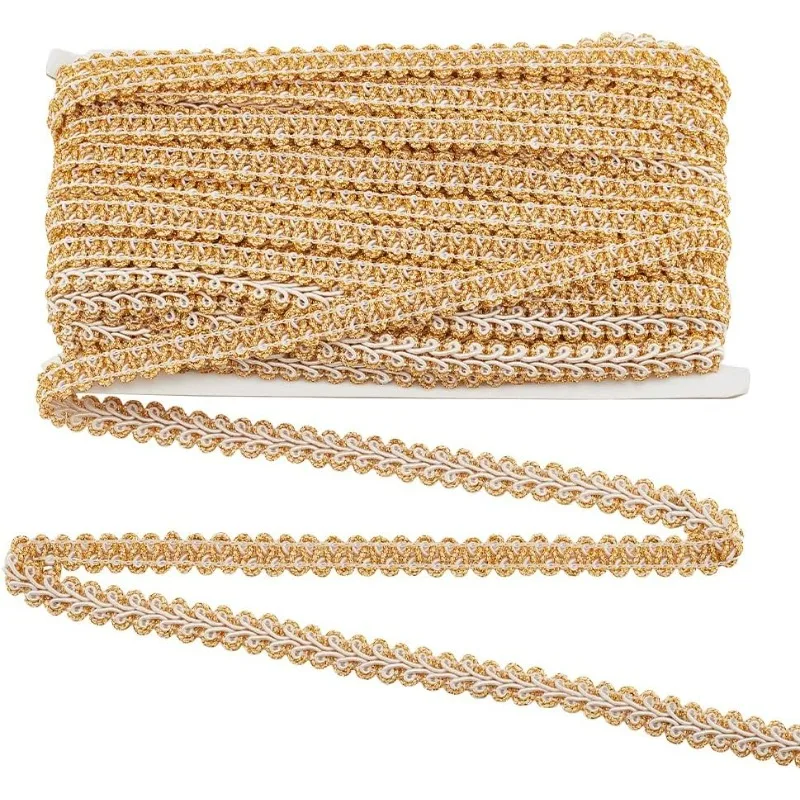 

Metallic Gimp Braid Trim, 20 Yards Embellishment Polyester Trim 1/2 inch(13mm) Decorative Woven Lace Trim Ribbon Applique