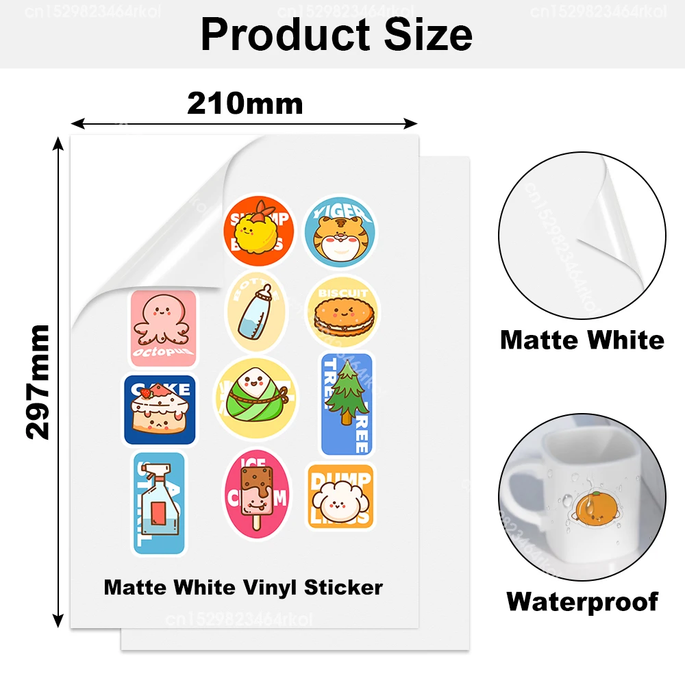 ビニール紙ステッカーa4枚,粘着性印刷可能,光沢,マット,透明,白,10枚