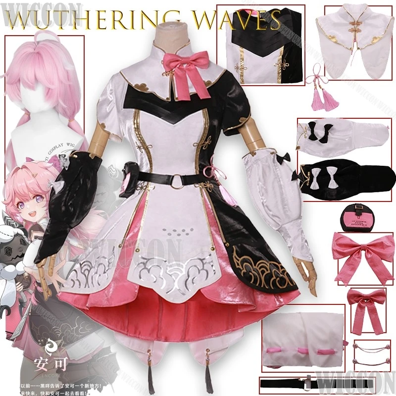 

Encore Wuthering Waves Cosplay Clothes Resonator Anime Gothic Lolita Full Set Outfit Character Halloween Roleplay Lolita Cute