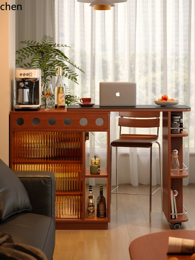 

YXY Bar Cabinet Solid Wood Rock Board Island Cabinet Home Partition Cabinet Living Room Extendable Small Apartment