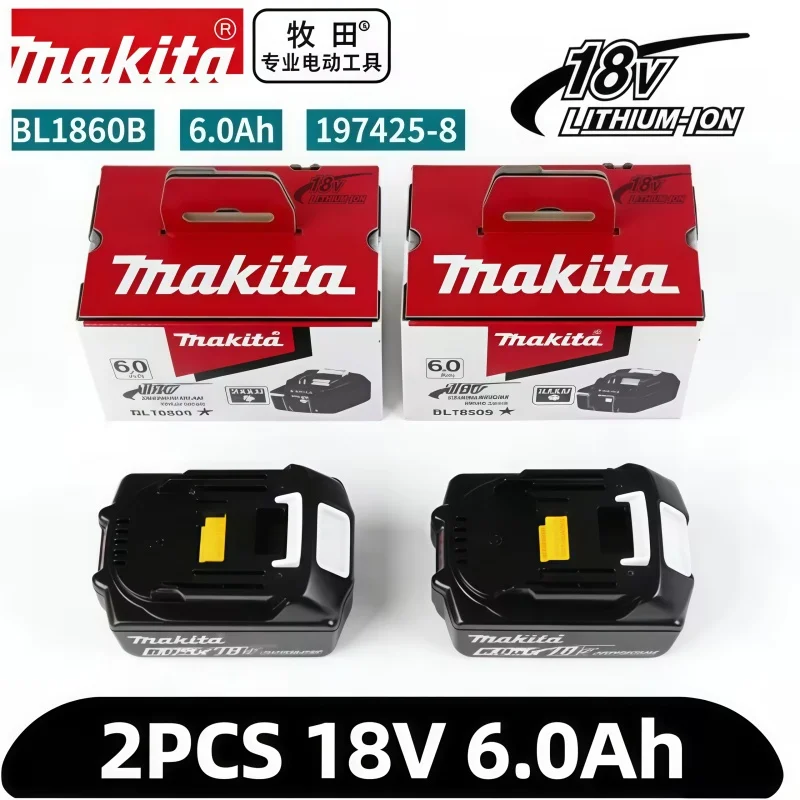 Batterie Li-ion 18V 6Ah 100% authentique Makita BL1860 pour outils électriques, remplacement LXT BL1850 BL1840 pour tournevis 18V avec BMS