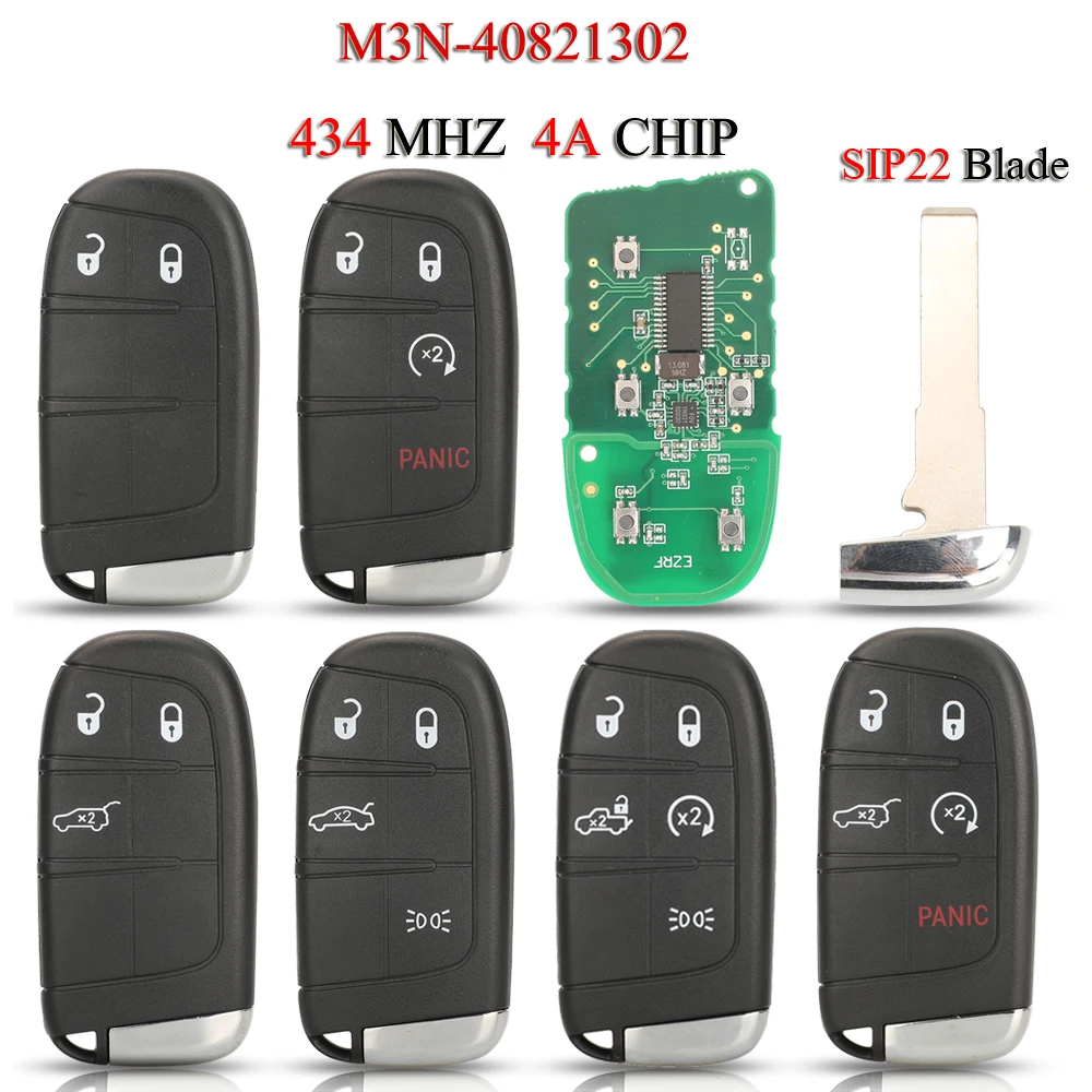 jingyuqin M3N-40821302 Remote Smart Car Key For Fiat 500 500L 500X 2015+ 434MHZ 4A PCF7953M Chip SIP22 Blade M3N40821302