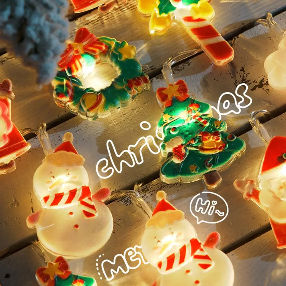 

Decorative Lamp Led Curtain Light Battery Powered Led Santa Claus Snowman String Lights for Christmas Party Decorations Easy