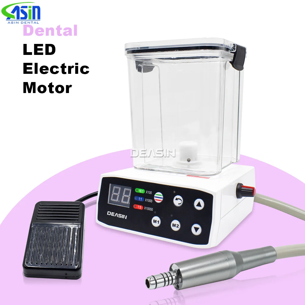 

Стоматологический электрический микромотор с 2/4 отверстиями и резервуаром для воды для наконечника 1:5/1:1/4:1 доступен ускоренный диагональный наконечник