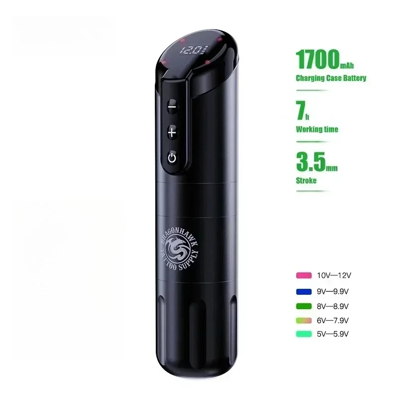 

Беспроводная тату-машинка-ручка с ходом иглы 3,5 мм, аккумулятор 1700 мАч, LED-дисплей, для боди-арта, для начинающих, принадлежности для татуировок