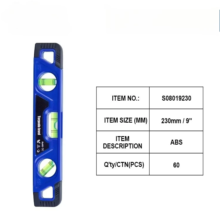 SALI Professional 230mm 9 Inch Magnetic Spirit Level High Precision Industrial AVM with 3 Vails for Level Measurement