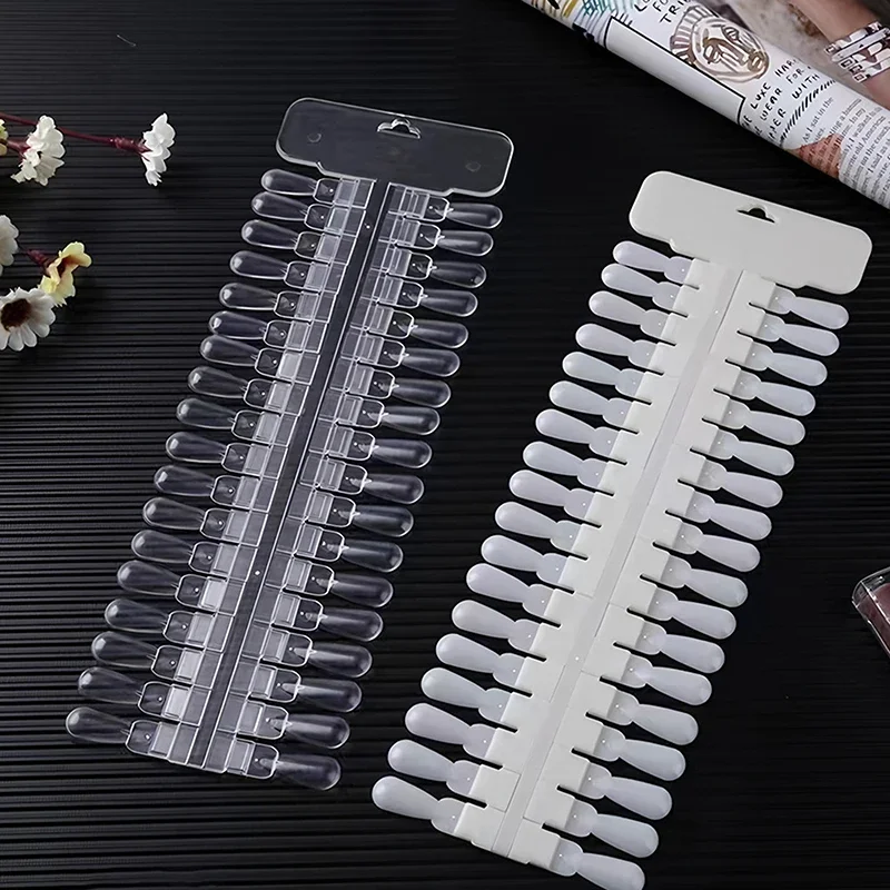 36 pçs cartão de cor natural/transparente removível exibição da arte do prego dicas falsas rack lágrima design manicure gel polonês ferramenta prática