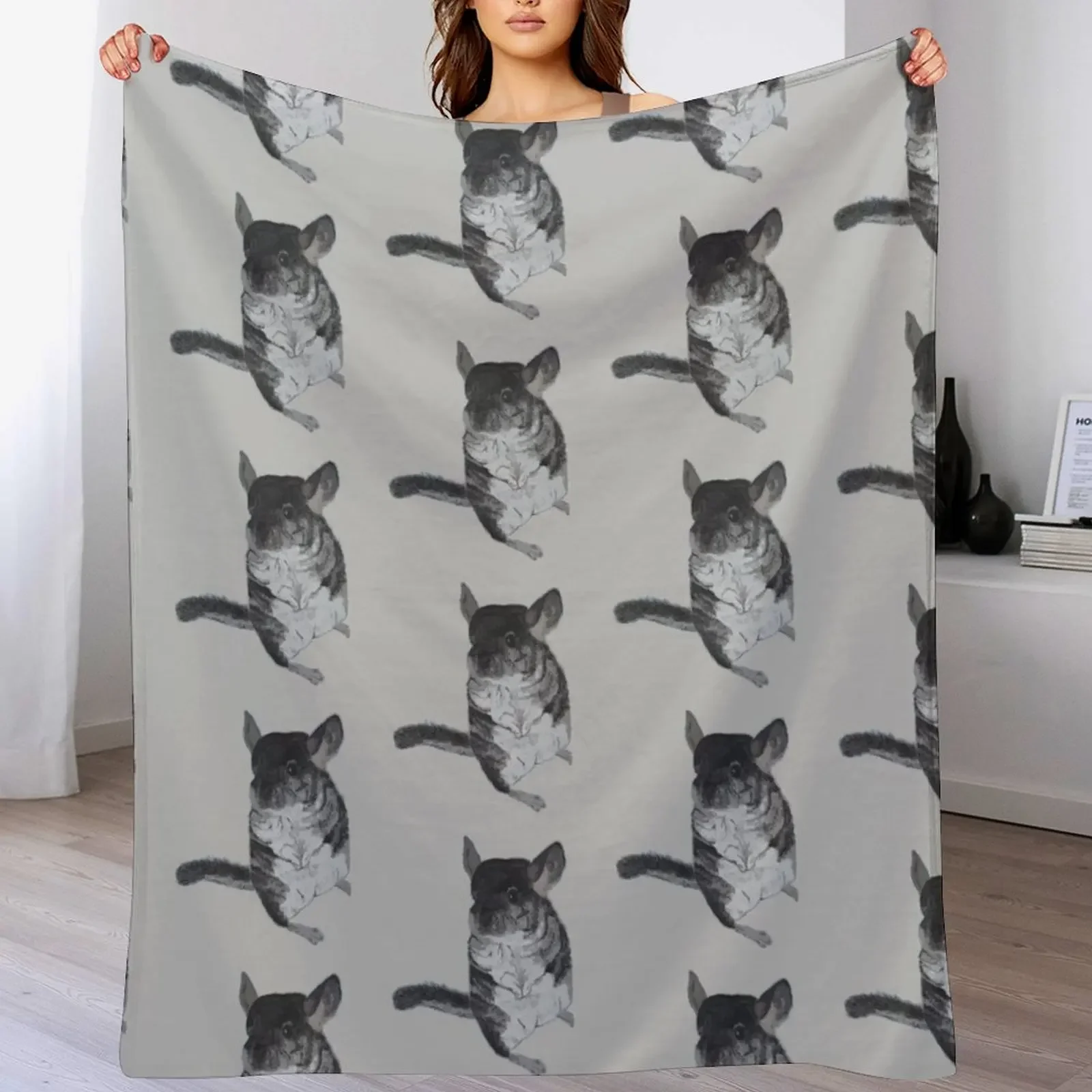 Manta de acuarela gris chinchilla, manta acogedora para primavera y otoño, para sofá