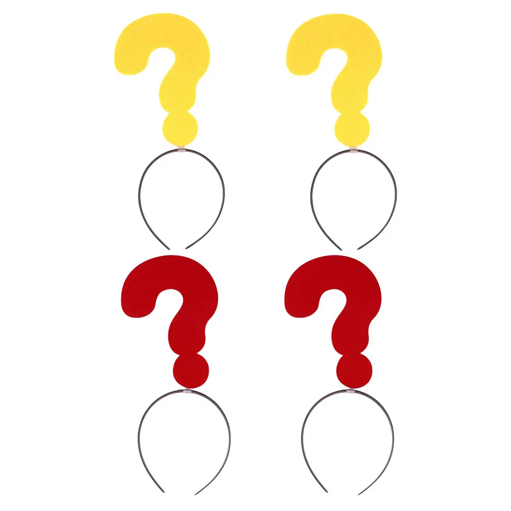 4 Stück lustige Requisiten Stirnband Haarreifen Herz Festival Zubehör Kopfschmuck Stoff Kostüm Stirnbänder mit Frage Kopfbedeckung Mode