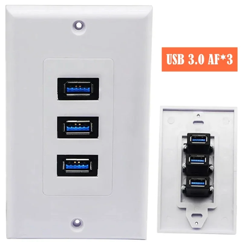 3Port USB 3.0 Usb3.0 Wall Plug Three Port HDMI-compatible Wall Plate Socket HD Usb3.0 VGA D-Sub Wall Mount Panel Outlet Jack