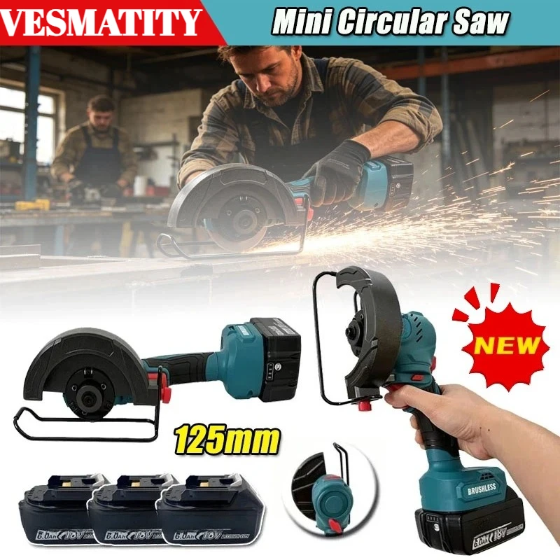 125mm Angle Grinder, Portable Power Cutting Tool for Home DIY & Industrial Construction For 18V-20VBattery