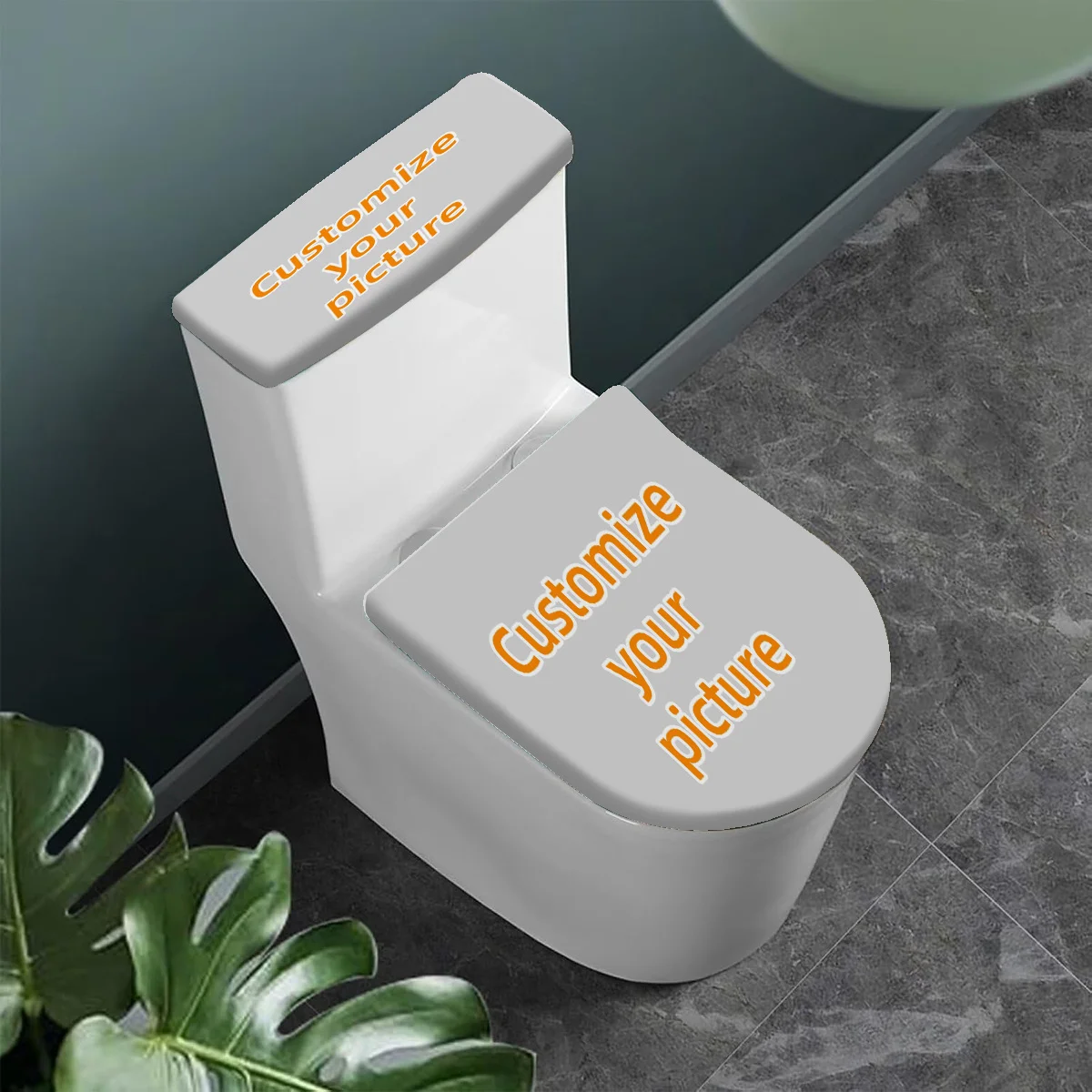 Custom Toilet Seat And Tank Cover Set Personalized DIY Print Pattern Bathroom Protector Decoration Stretch Fabric Easy Install