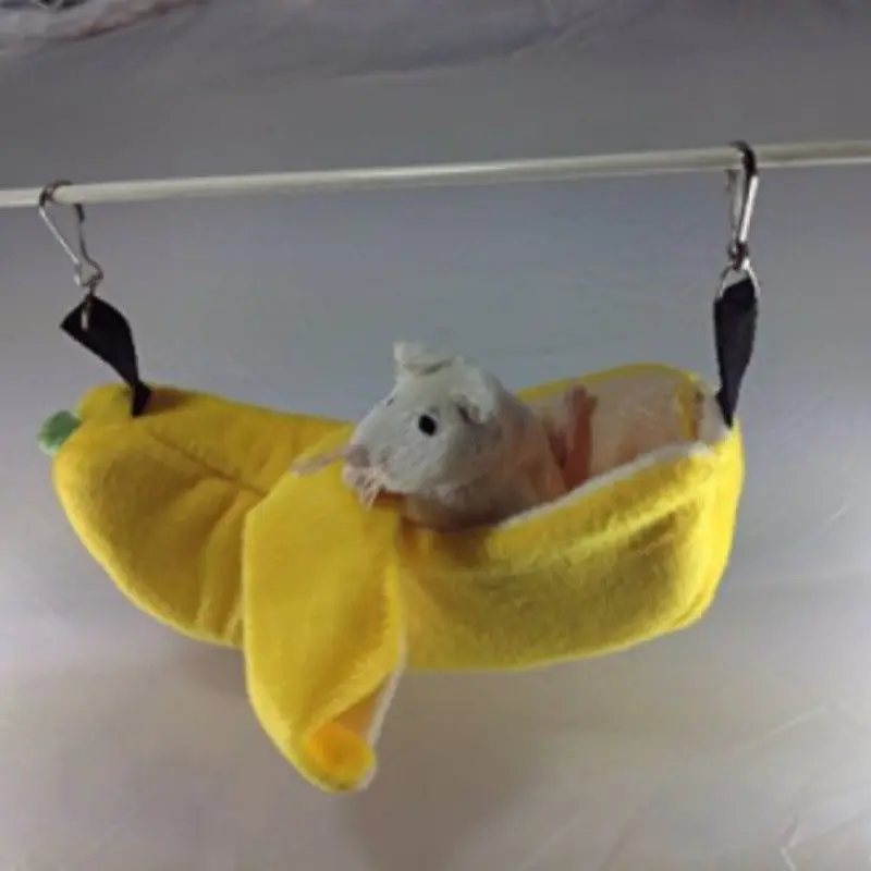 

Banana Shaped Hamster Bed Warm Nest House Small Pets Squirrel Mouse Portable Cage Supplies Hanging Swing Comfortable Winter