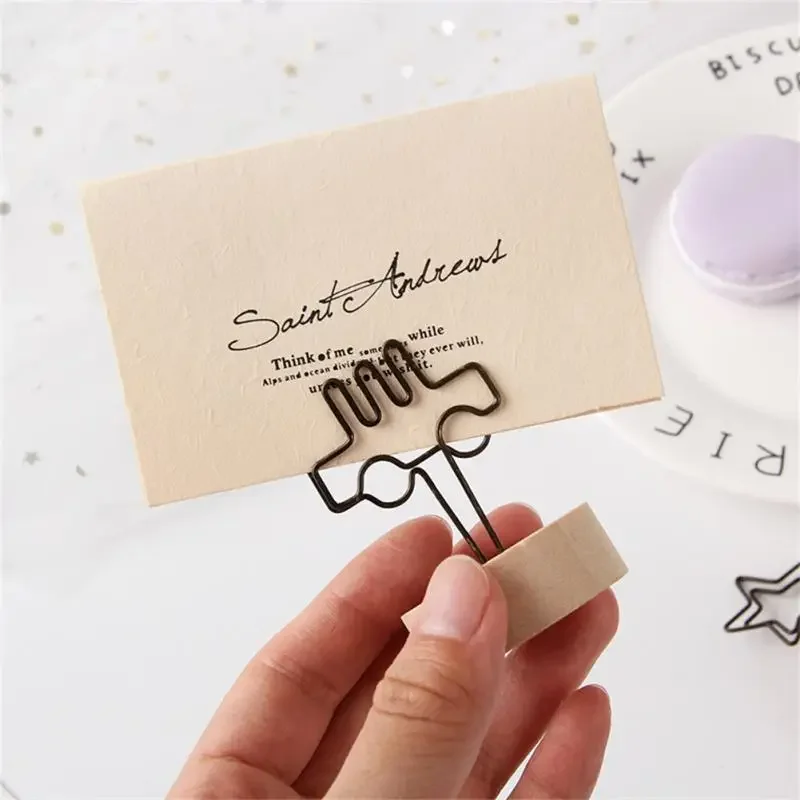 4CM Creative Round Wooden Iron Photo Clip Memo Name Card Pendant Furnishing Articles Picture Frame DIY Family Photo Decoration