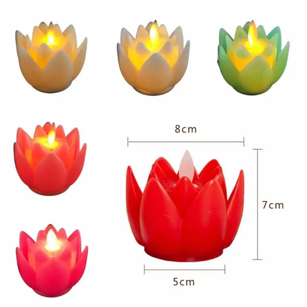 Plastic Lotus Lamp Creative Flickering Electronic Candle Lamp Colorful Exquisite Tea Lights Festival Celebration