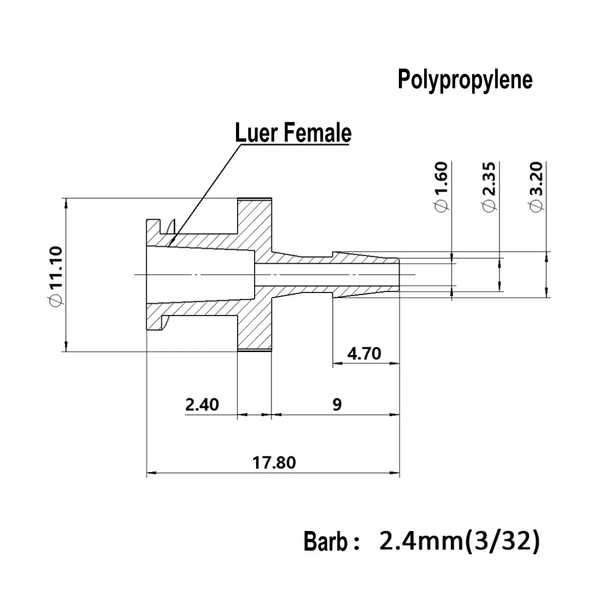 100pcs/lot black light-block female luer lock Connector (polyprop) female luer lock to barb