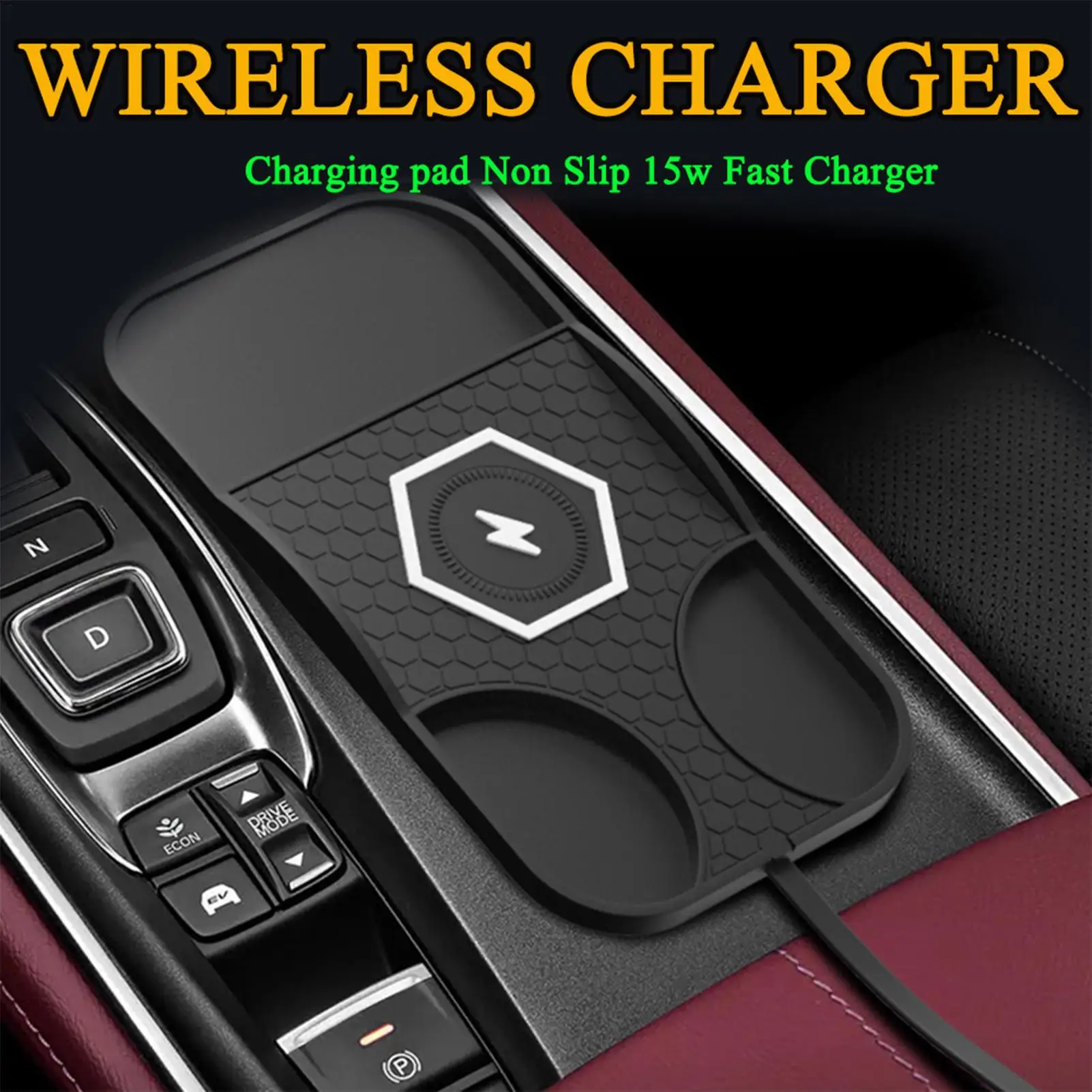 

Wireless Car Charger Cordless Charging Pad Anti-Slip Phone Charger Non Slip Base Portable for Pickups Trucks Scooters Sedans