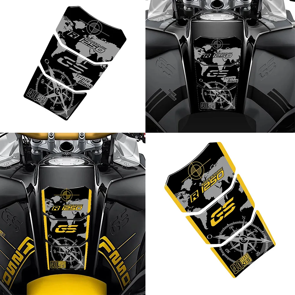 3D Resin Motorcycle Tank Pad Sticker Decal Protector 40 Years GS Triple Black For BMW Motorrad R1250GS Adventure 2019-2022