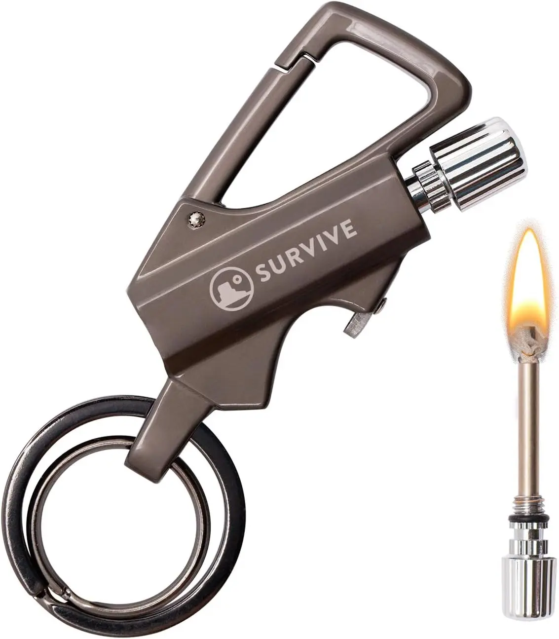 

Reusable Fire Starter Lighter with Bottle Opener, Waterproof Survival Keychain for Camping and Emergency