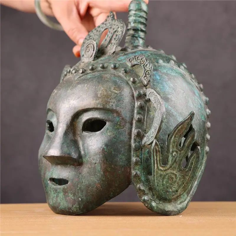 Bronze Ware Shang Dynasty Face Helmet Film And Television Props Antique Collection Museum Exhibition Artwork
