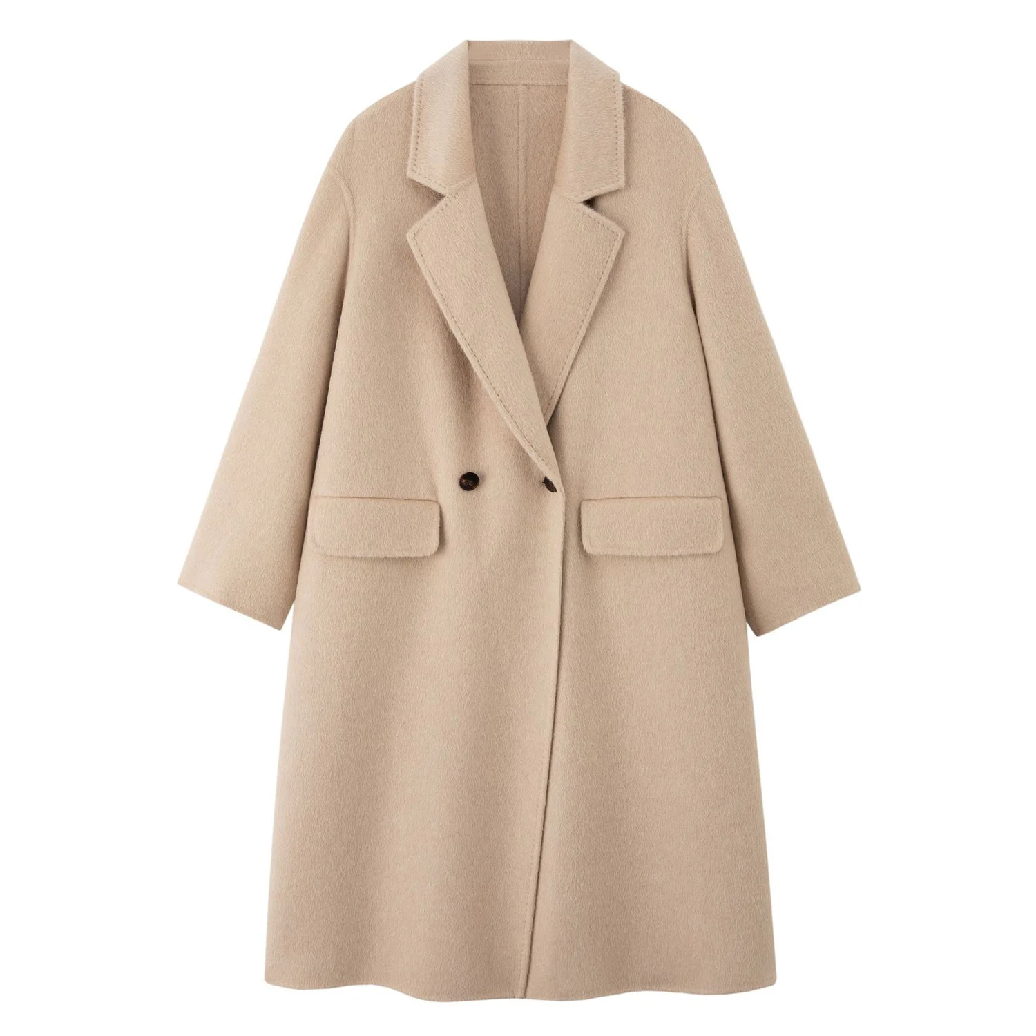 Allingentle Women's Long Blazer Woolen Fashion Jacket 2-Button Coat for Cocktail Party Daily Outfits Customize