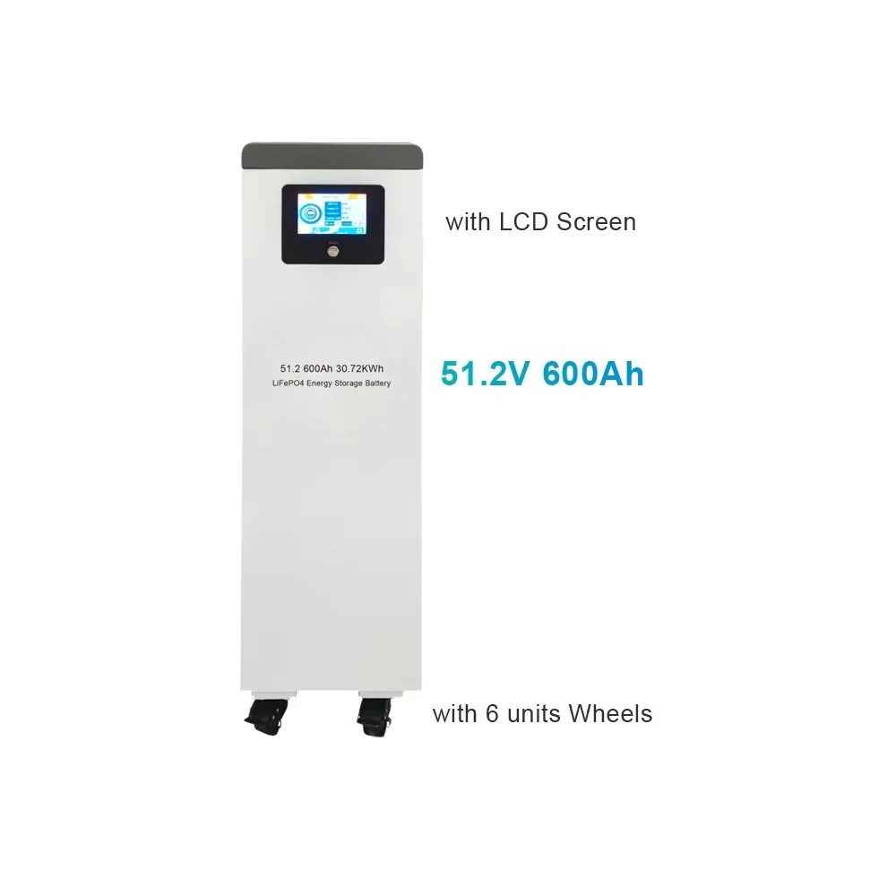 Vertical Design 30KWh LiFePO4 Battery 51.2V 600Ah Integrated Solar Lithium Battery Pack Supply Energy for Home Applications