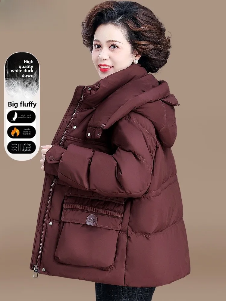 

Утепленная зимняя куртка для мамы, пуховик из хлопка, верхняя одежда для женщин среднего и старшего возраста, модная модель.