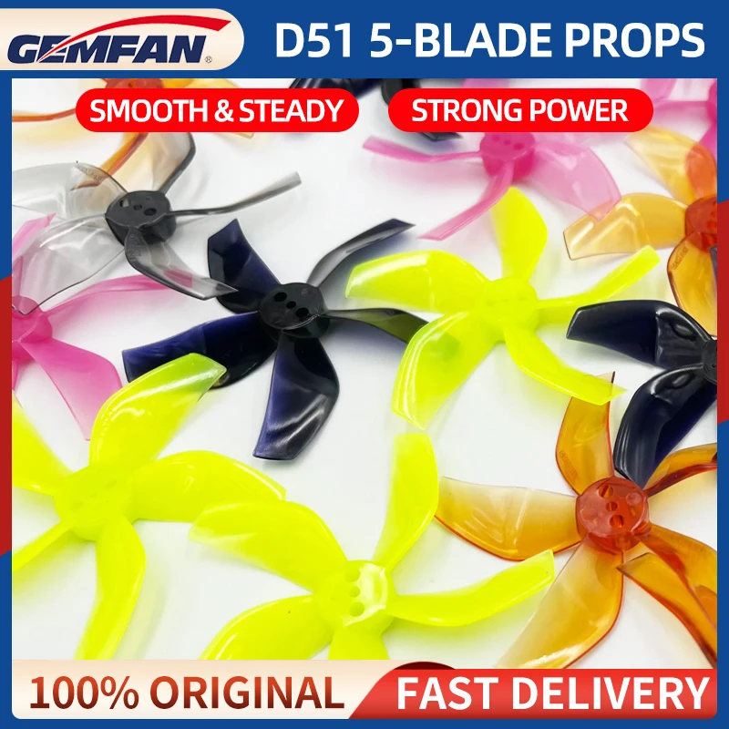 12PAIRS GEMFAN D51 Propeller 51mm 2020 2X2X5 5-Blade 2inch CW/CCW Props For RC FPV Racing Tinywhoop Cinewhoop Ducted Drone