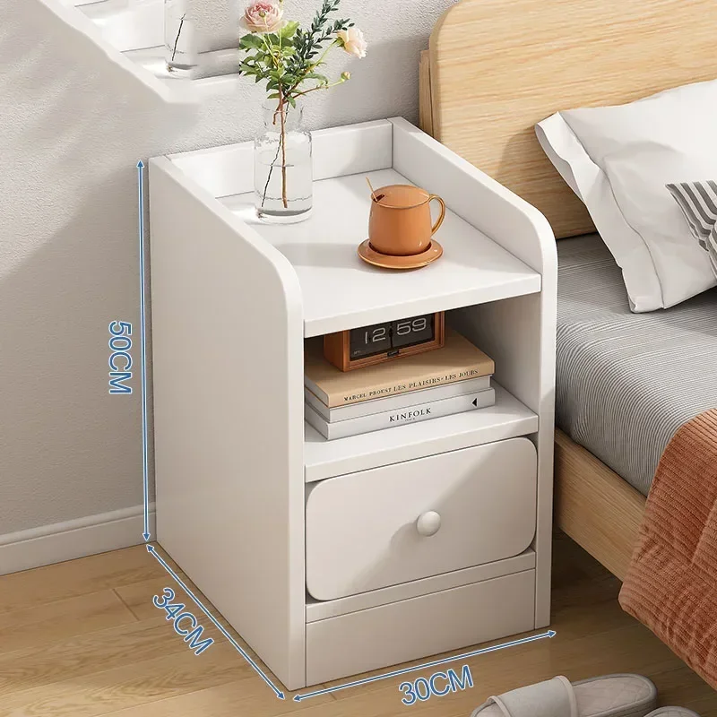 White Wooden Bedside Table Bedroom Luxury Drawer Living Room Nightstands Coffee Space Saving Armoires De Chambre Home Furniture